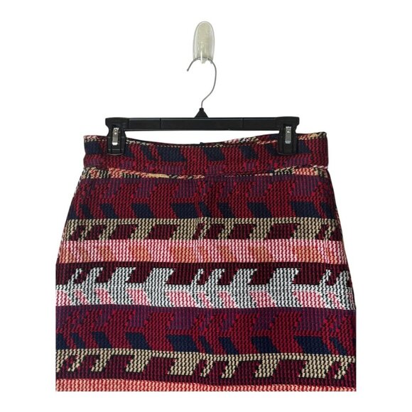 Maje Skirt Women Medium‎ Red Rouge Jacquard Tweed Jakarto Pencil Straight Mini - Picture 4 of 10